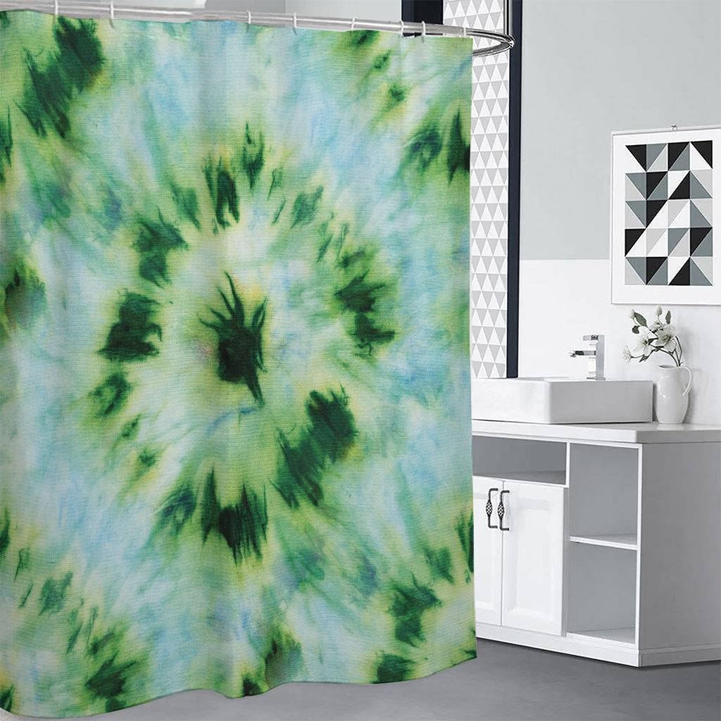 Green And Black Acid Wash Tie Dye Print Shower Curtain