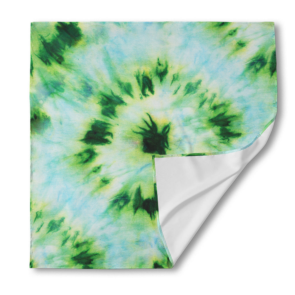 Green And Black Acid Wash Tie Dye Print Silk Bandana