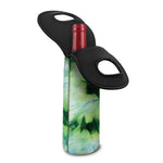 Green And Black Acid Wash Tie Dye Print Single Neoprene Wine Tote