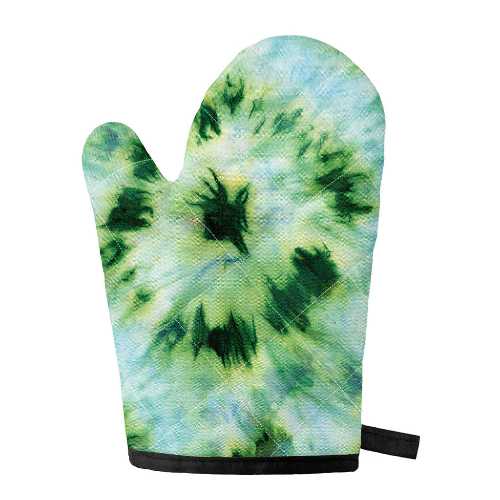 Green And Black Acid Wash Tie Dye Print Single Oven Mitt