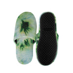 Green And Black Acid Wash Tie Dye Print Slippers