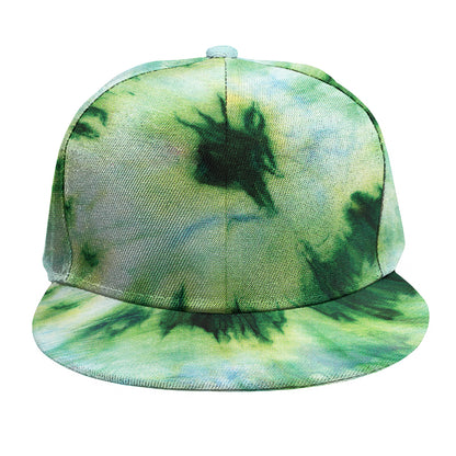 Green And Black Acid Wash Tie Dye Print Snapback Cap