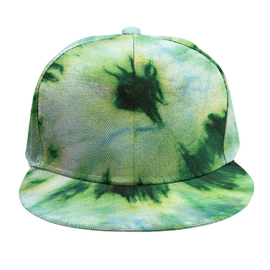 Green And Black Acid Wash Tie Dye Print Snapback Cap