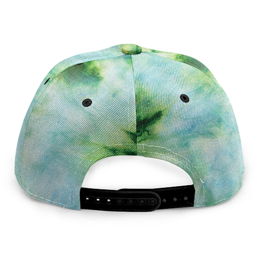 Green And Black Acid Wash Tie Dye Print Snapback Cap