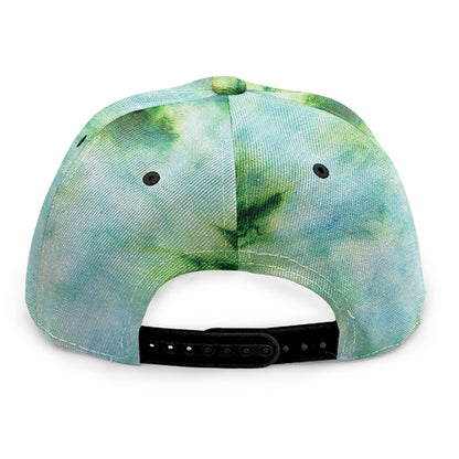 Green And Black Acid Wash Tie Dye Print Snapback Cap