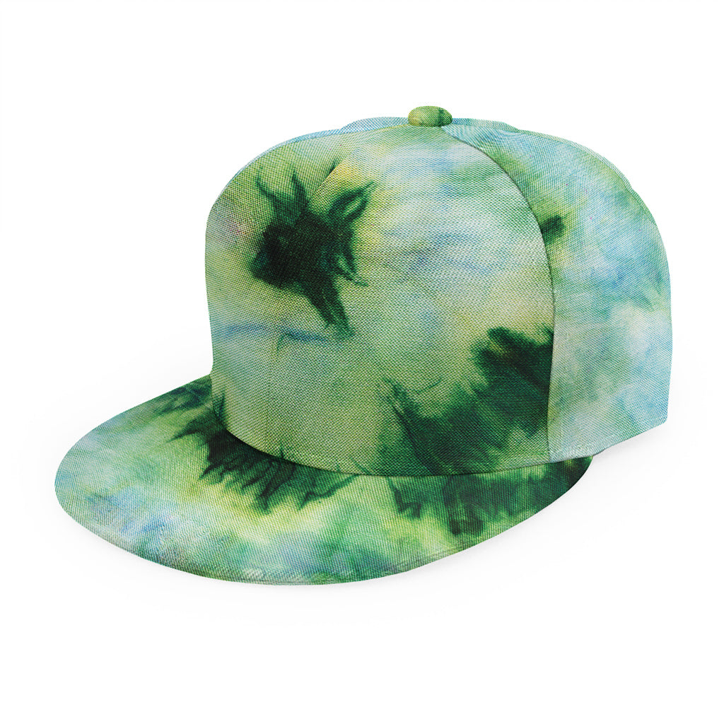 Green And Black Acid Wash Tie Dye Print Snapback Cap