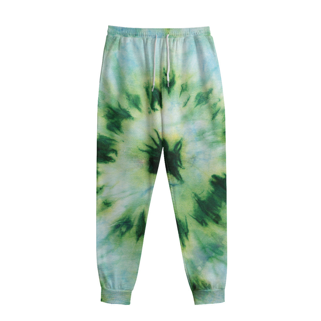 Green And Black Acid Wash Tie Dye Print Sweatpants