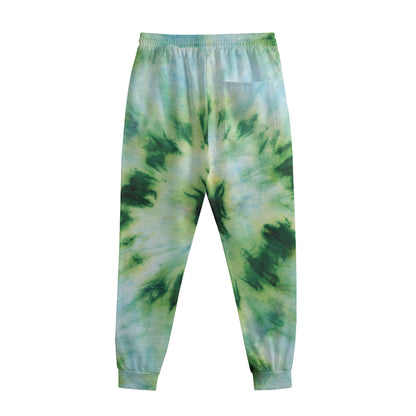 Green And Black Acid Wash Tie Dye Print Sweatpants