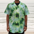 Green And Black Acid Wash Tie Dye Print Textured Short Sleeve Shirt