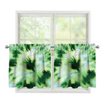 Green And Black Acid Wash Tie Dye Print Tier Curtains
