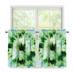 Green And Black Acid Wash Tie Dye Print Tier Curtains