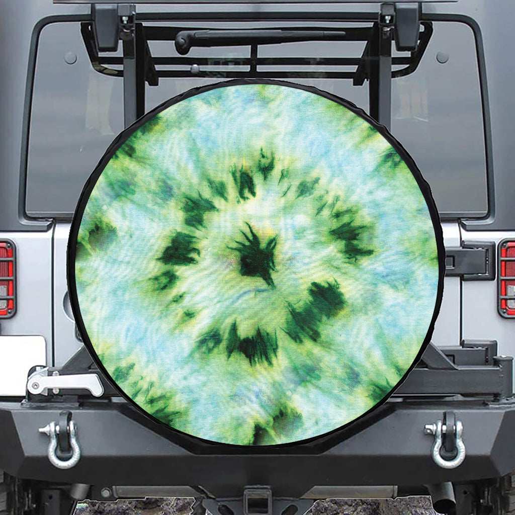 Green And Black Acid Wash Tie Dye Print Tire Cover