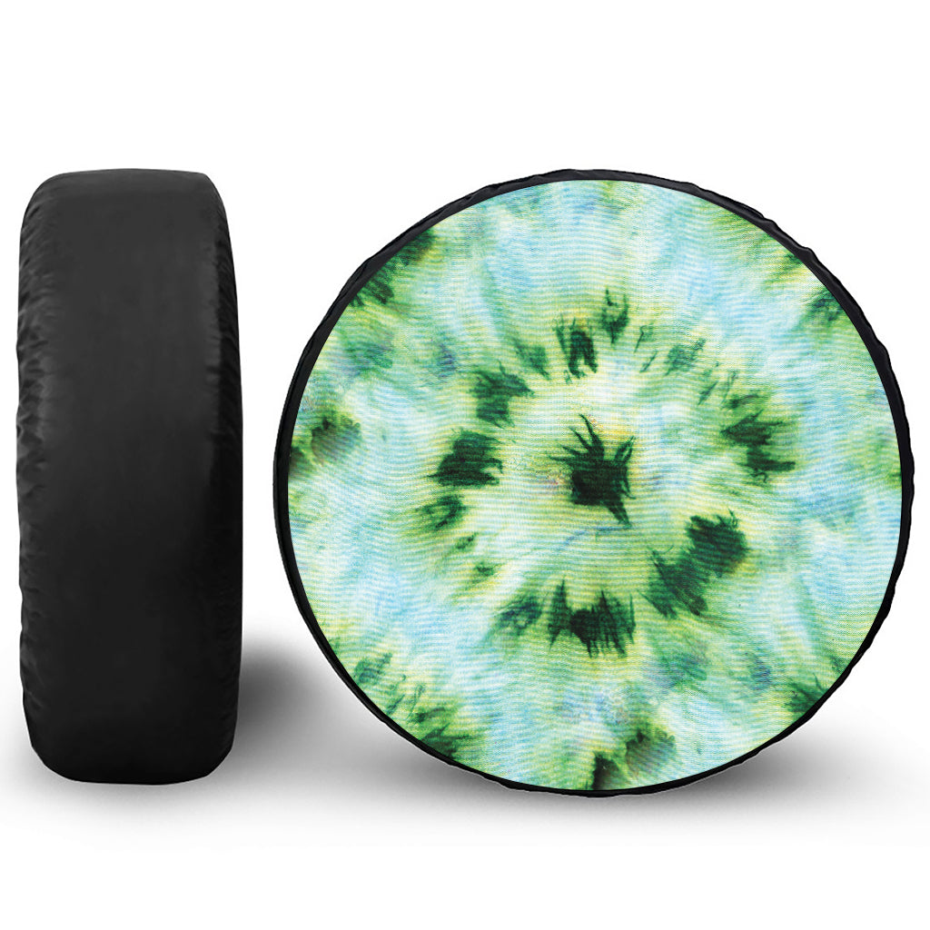 Green And Black Acid Wash Tie Dye Print Tire Cover