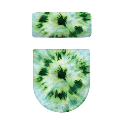 Green And Black Acid Wash Tie Dye Print Toilet Lid And Tank Cover Set