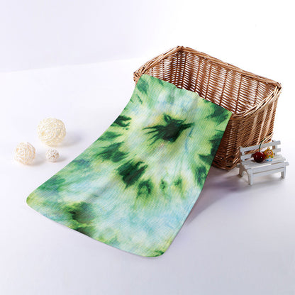 Green And Black Acid Wash Tie Dye Print Towel