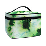 Green And Black Acid Wash Tie Dye Print Travel Makeup Bag