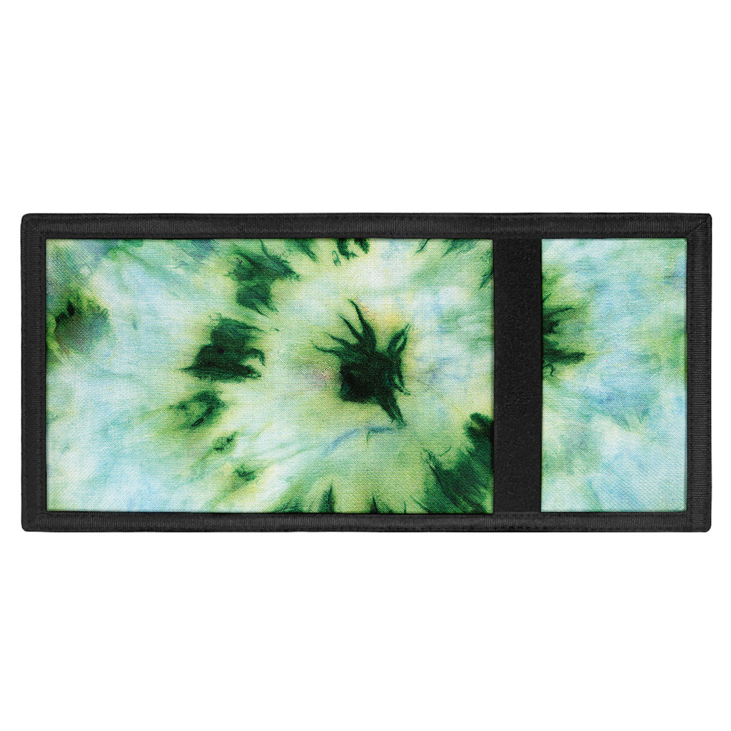 Green And Black Acid Wash Tie Dye Print Trifold Wallet