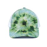 Green And Black Acid Wash Tie Dye Print White Mesh Trucker Cap