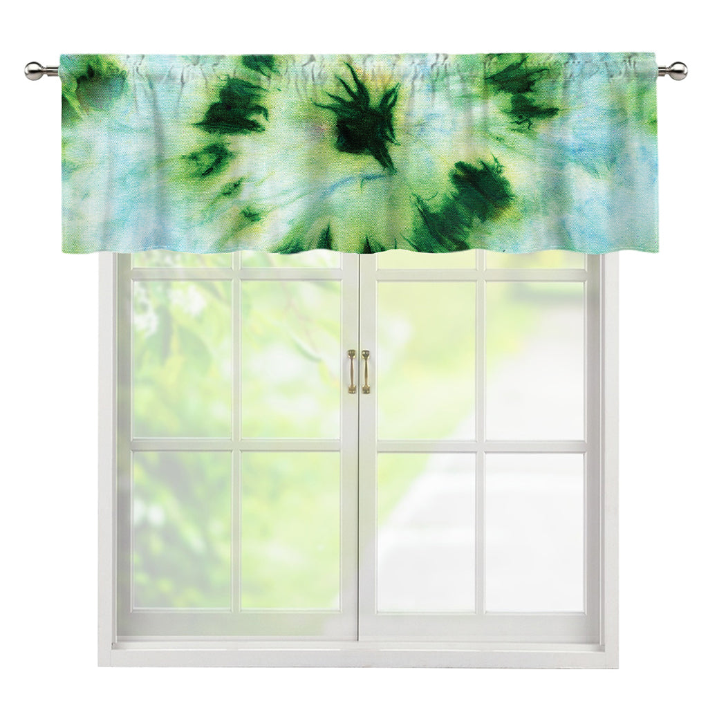 Green And Black Acid Wash Tie Dye Print Window Valance