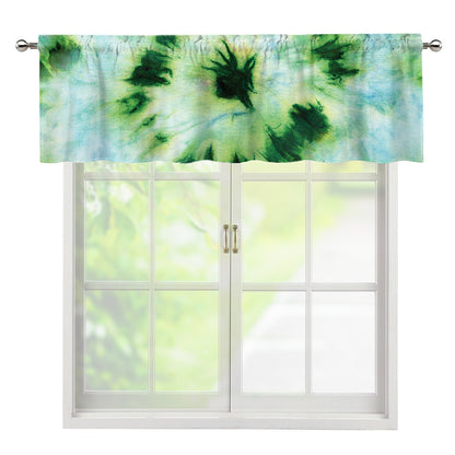 Green And Black Acid Wash Tie Dye Print Window Valance