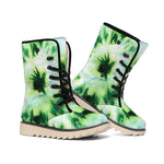 Green And Black Acid Wash Tie Dye Print Winter Boots