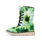 Green And Black Acid Wash Tie Dye Print Winter Boots