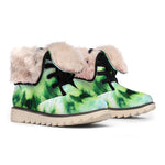 Green And Black Acid Wash Tie Dye Print Winter Boots
