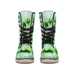 Green And Black Acid Wash Tie Dye Print Winter Boots