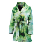 Green And Black Acid Wash Tie Dye Print Women's Bathrobe