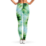 Green And Black Acid Wash Tie Dye Print Women's Leggings