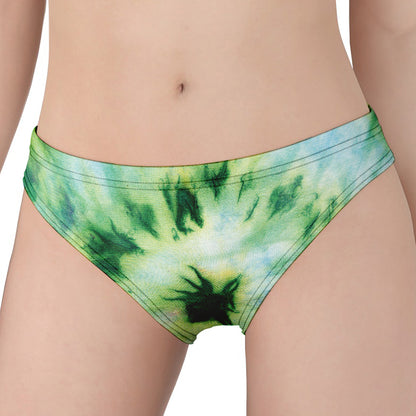 Green And Black Acid Wash Tie Dye Print Women's Panties