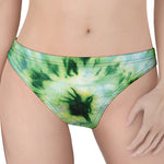 Green And Black Acid Wash Tie Dye Print Women's Thong
