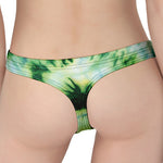 Green And Black Acid Wash Tie Dye Print Women's Thong