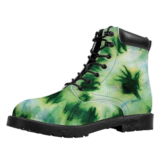 Green And Black Acid Wash Tie Dye Print Work Boots