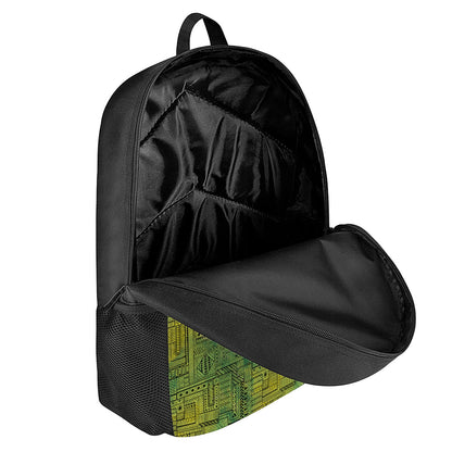 Green And Black African Ethnic Print 17 Inch Backpack