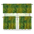 Green And Black African Ethnic Print 3 Piece Kitchen Curtains