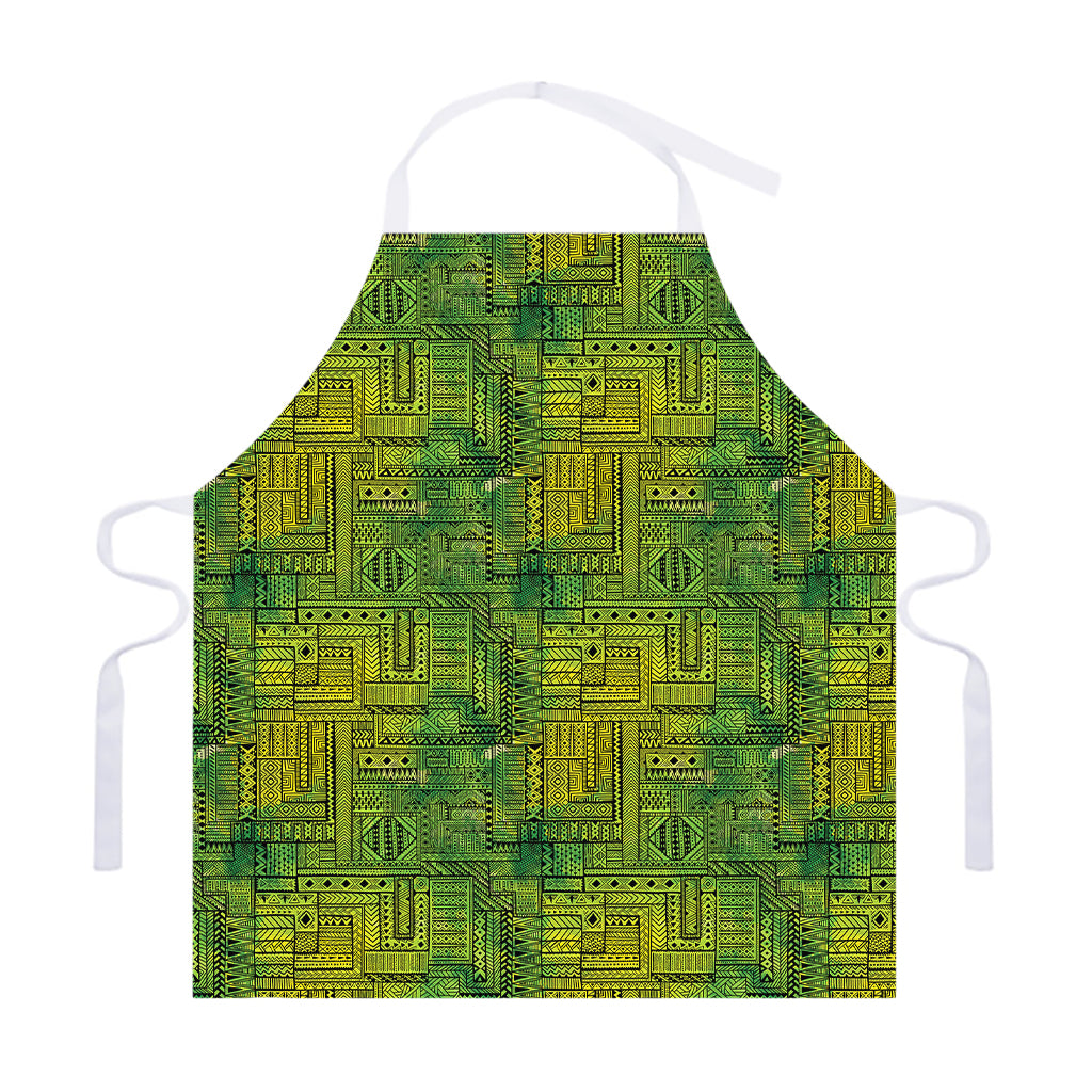 Green And Black African Ethnic Print Adjustable Apron