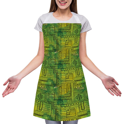 Green And Black African Ethnic Print Adjustable Apron