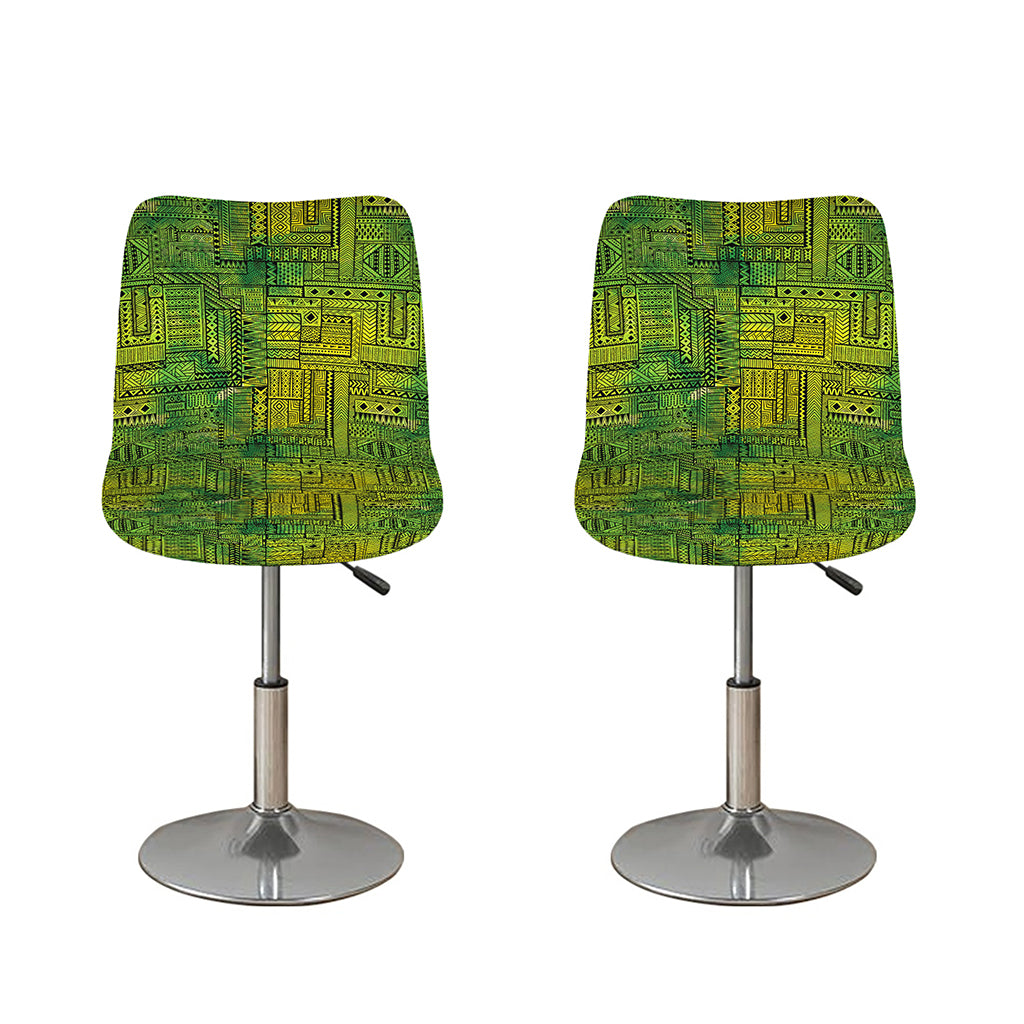 Green And Black African Ethnic Print Bar Stool Covers