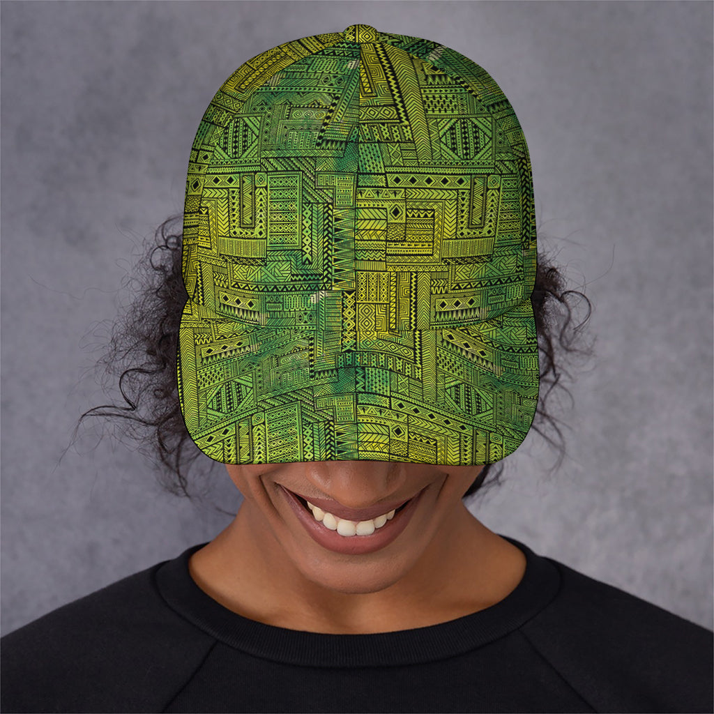 Green And Black African Ethnic Print Baseball Cap