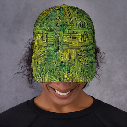 Green And Black African Ethnic Print Baseball Cap