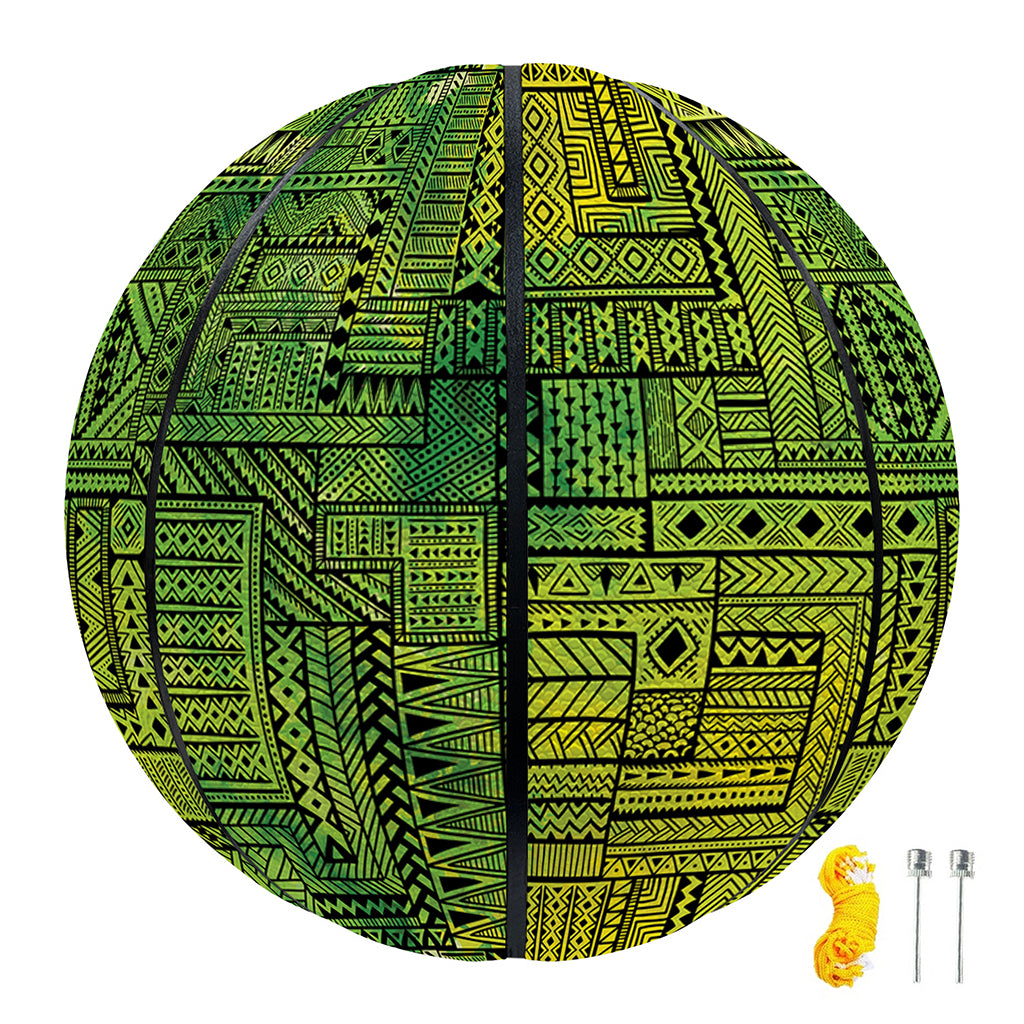 Green And Black African Ethnic Print Basketball