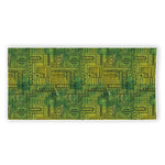 Green And Black African Ethnic Print Beach Towel