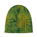 Green And Black African Ethnic Print Beanie