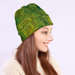 Green And Black African Ethnic Print Beanie