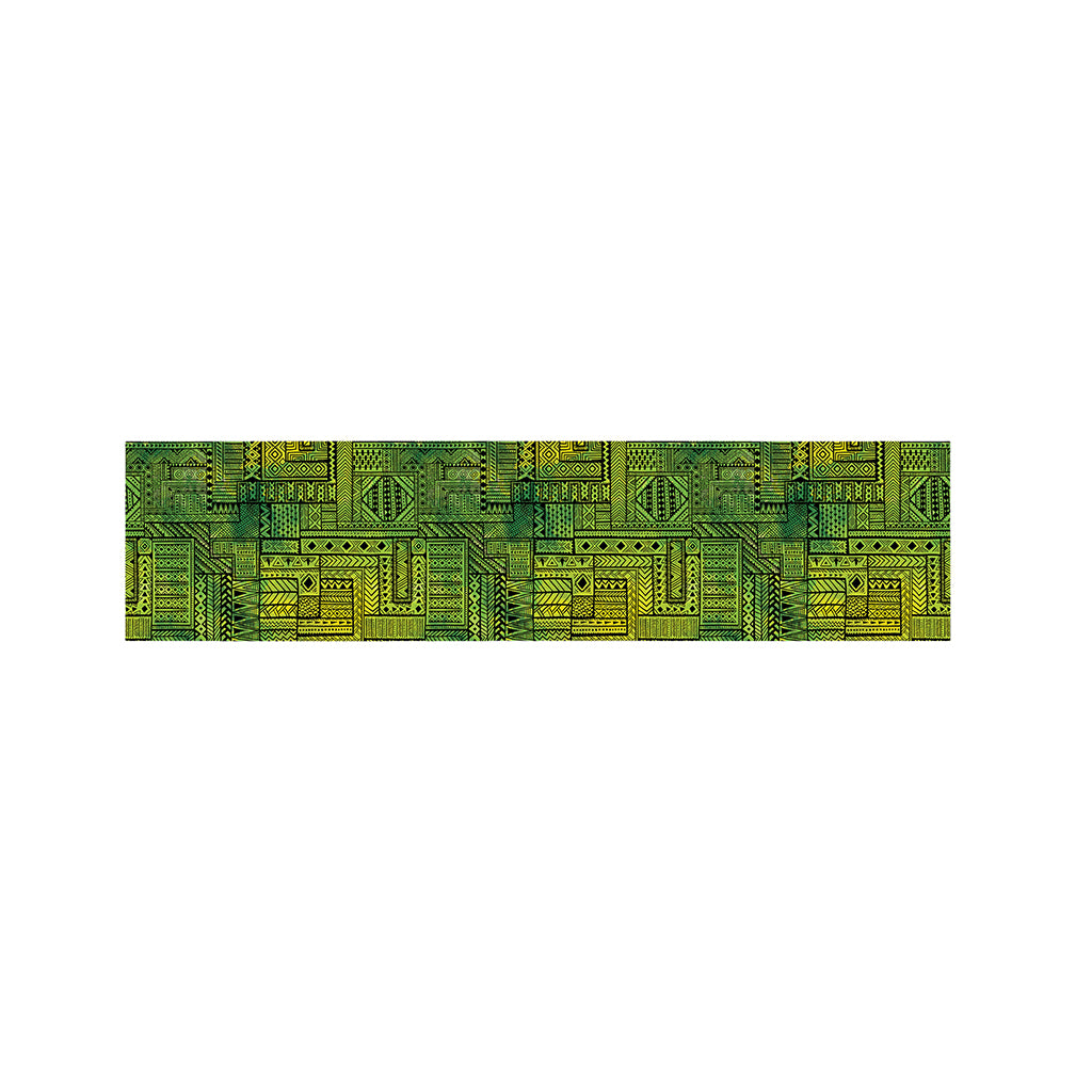 Green And Black African Ethnic Print Bed Runner