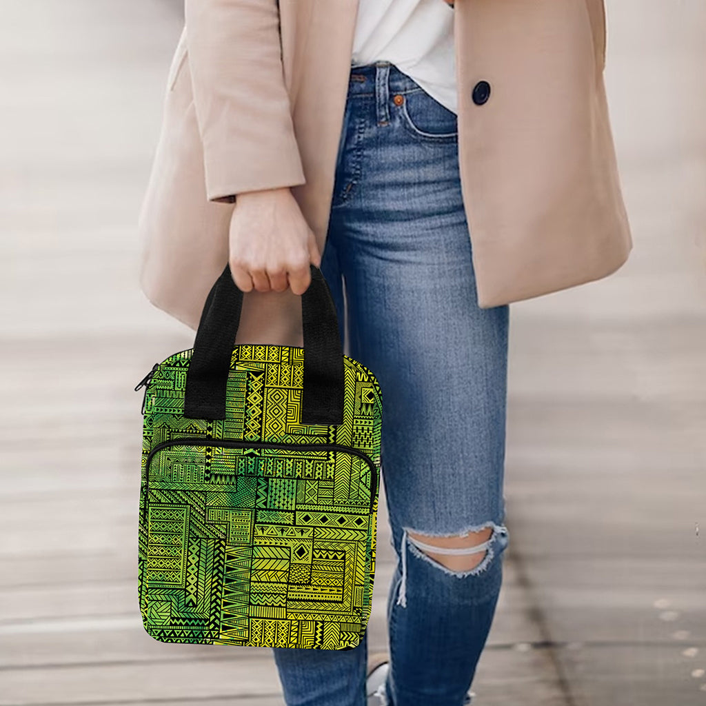 Green And Black African Ethnic Print Bible Tote Bag