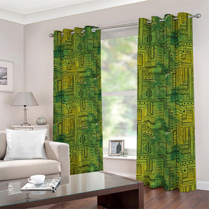 Green And Black African Ethnic Print Blackout Grommet Curtains