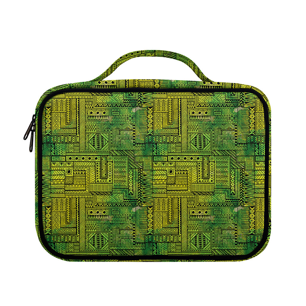 Green And Black African Ethnic Print Briefcase Bible Bag