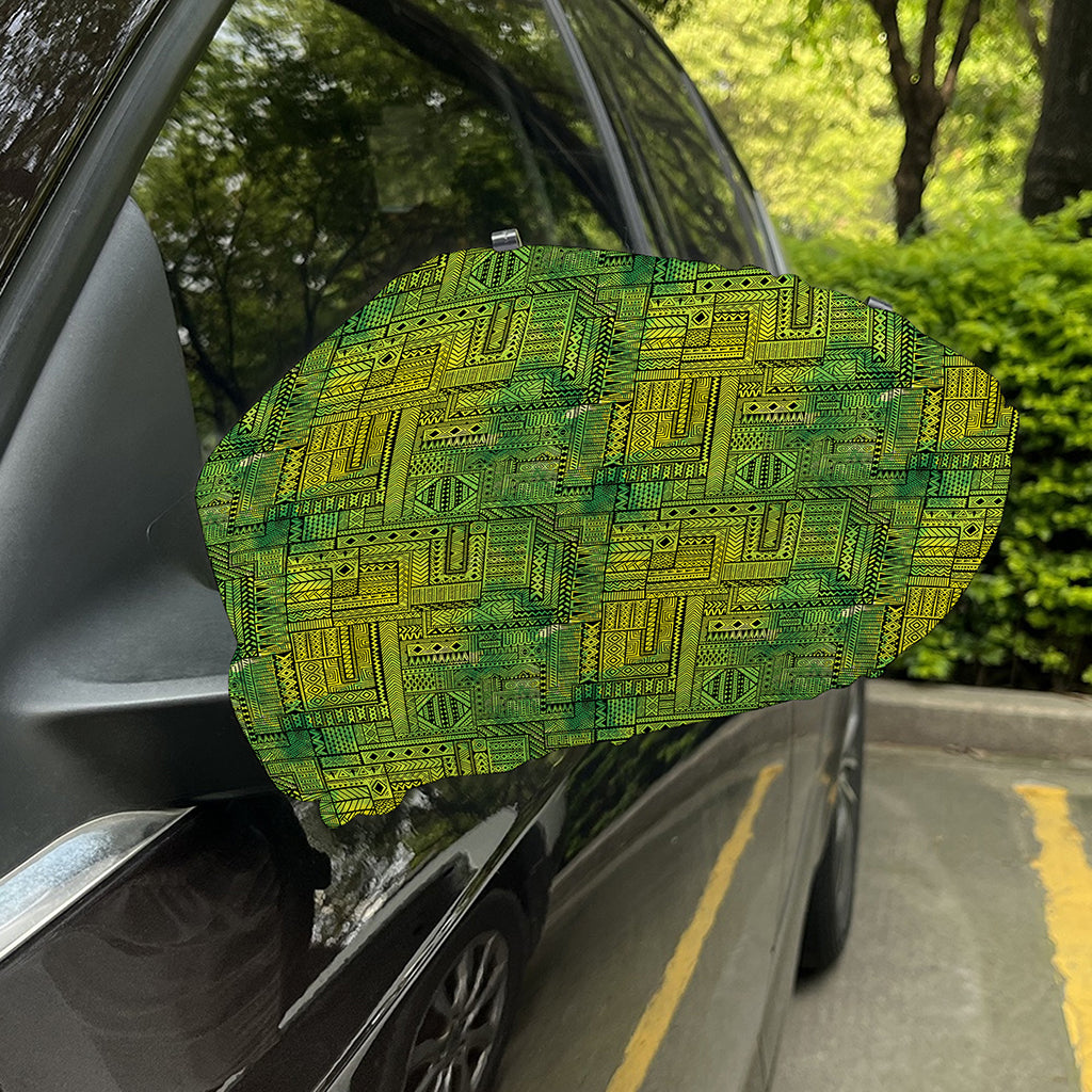 Green And Black African Ethnic Print Car Side Mirror Covers